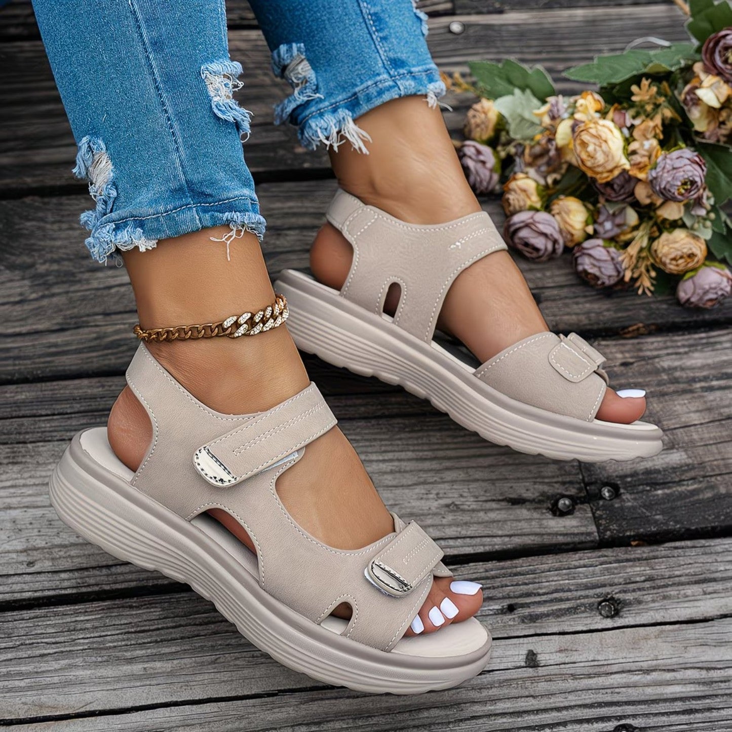 Soline — Sandale Orthopédique Cuir Vegan, Soutien Voûte Plantaire