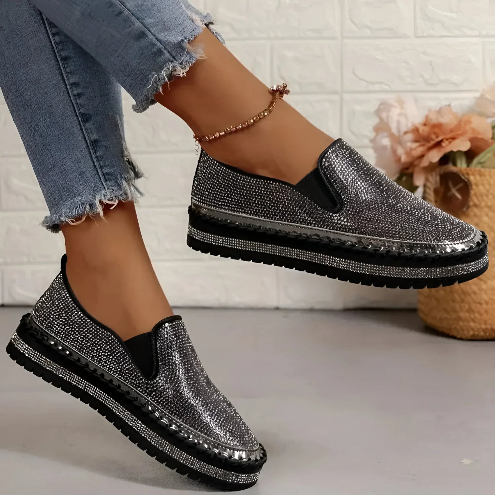 Plantaris Marcelline – Baskets Confort Femme Plateforme Strass | Voûte Plantaire, Légères