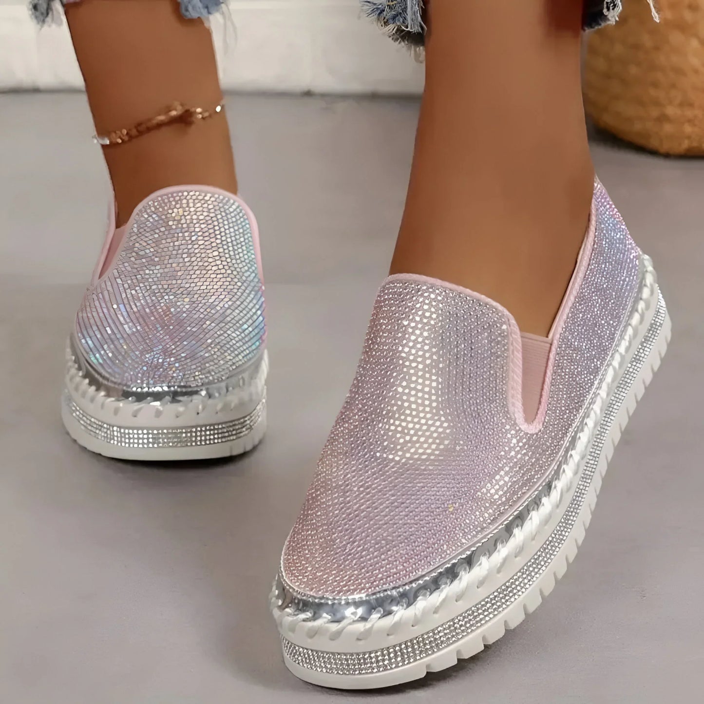 Plantaris Marcelline – Baskets Confort Femme Plateforme Strass | Voûte Plantaire, Légères