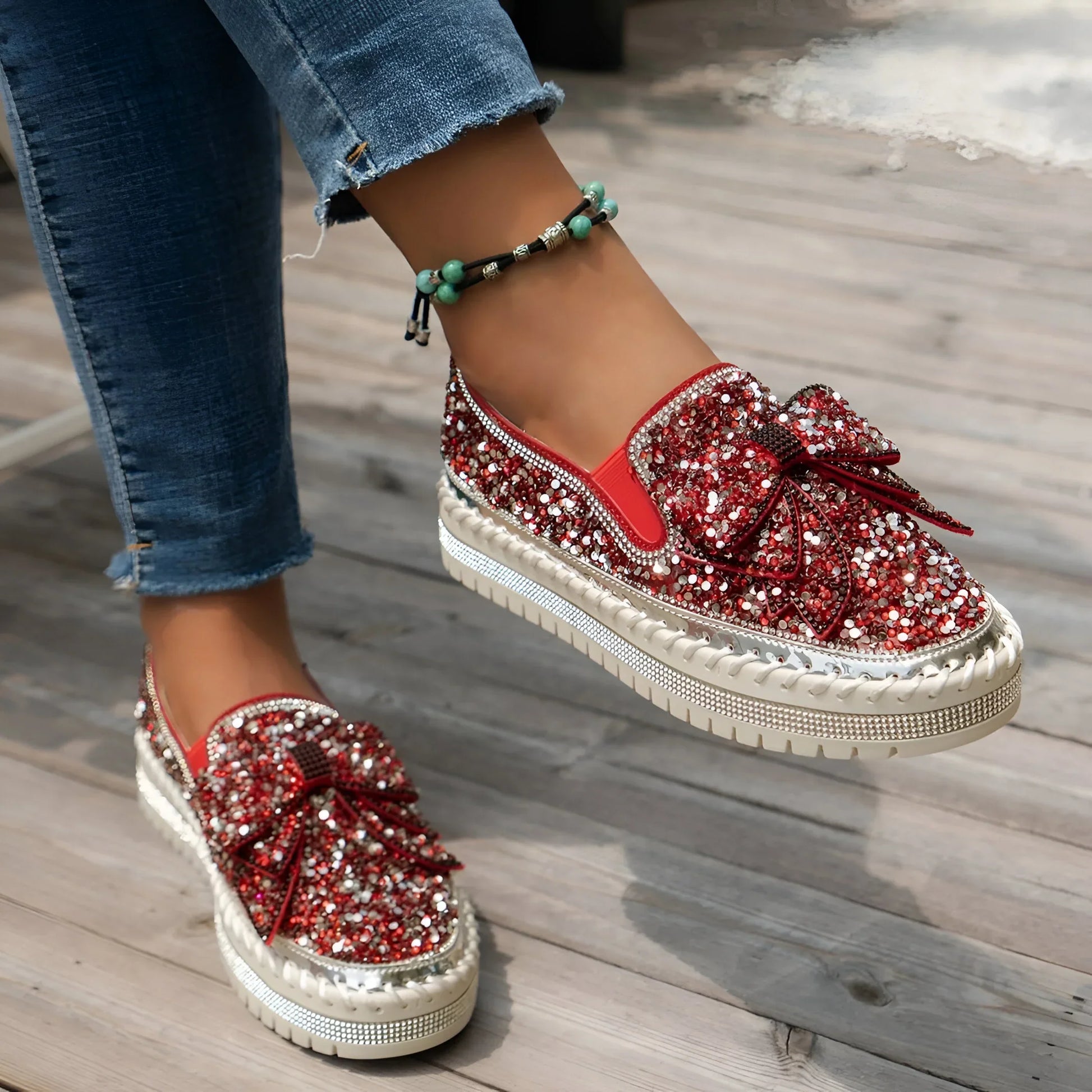 Plantaris Isabeau – Mocassins Confort Femme Nœud Strass | Voûte Plantaire, Élégants