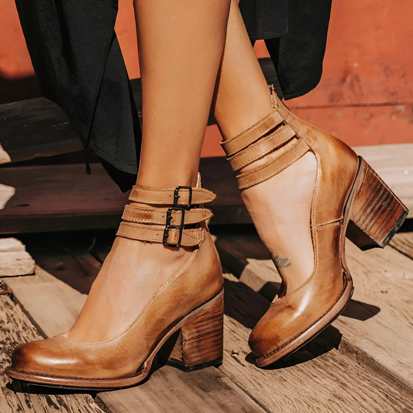 Plantaris Lise – Sandales à Talon Confort Femme Effet Cuir | Maintien, Élégantes