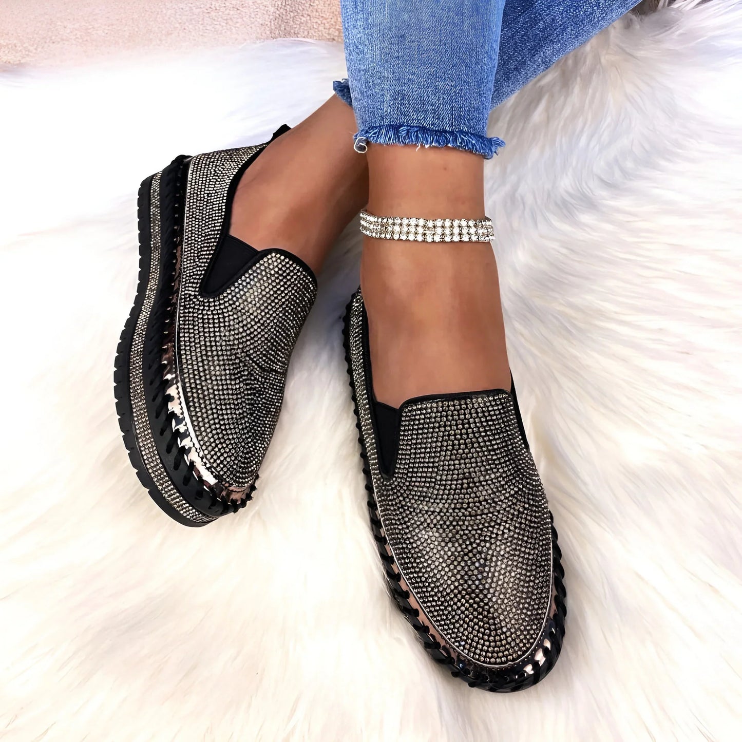 Plantaris Marcelline – Baskets Confort Femme Plateforme Strass | Voûte Plantaire, Légères