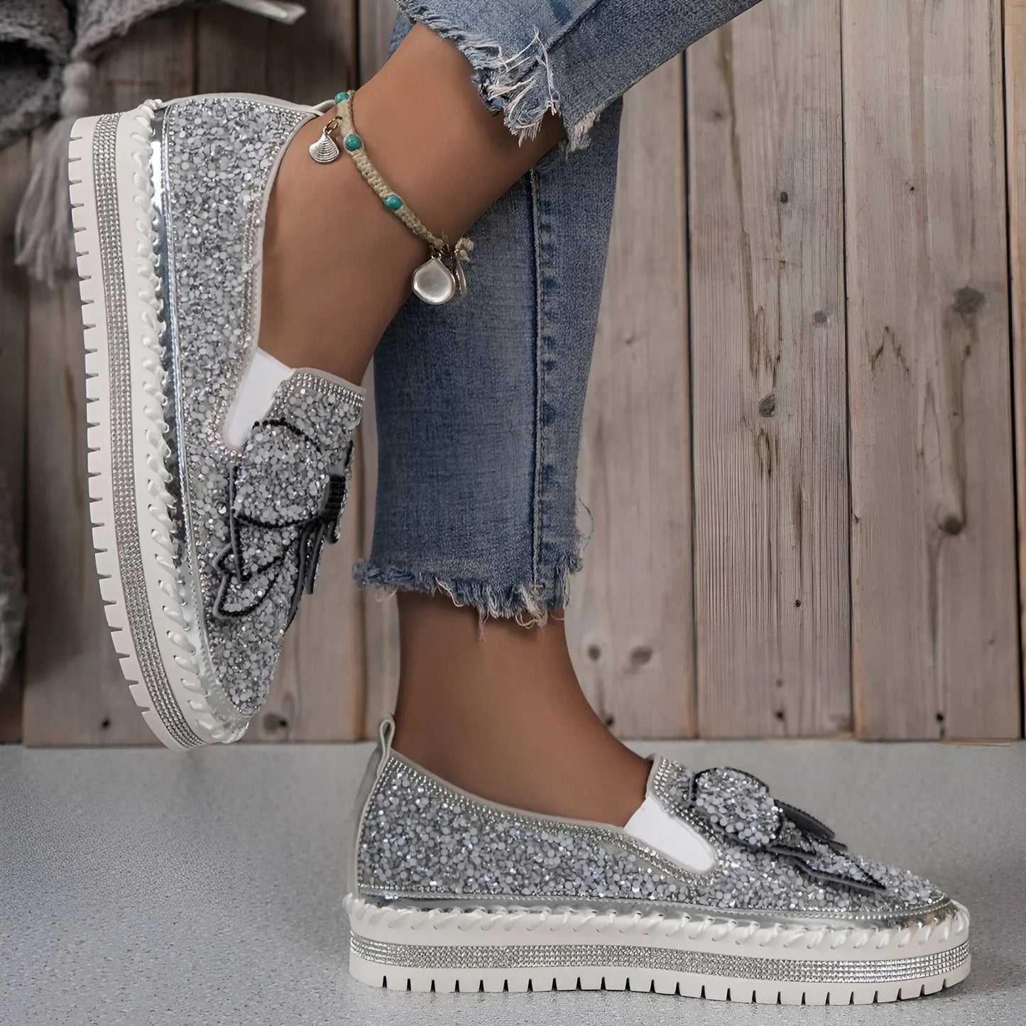Plantaris Isabeau – Mocassins Confort Femme Nœud Strass | Voûte Plantaire, Élégants
