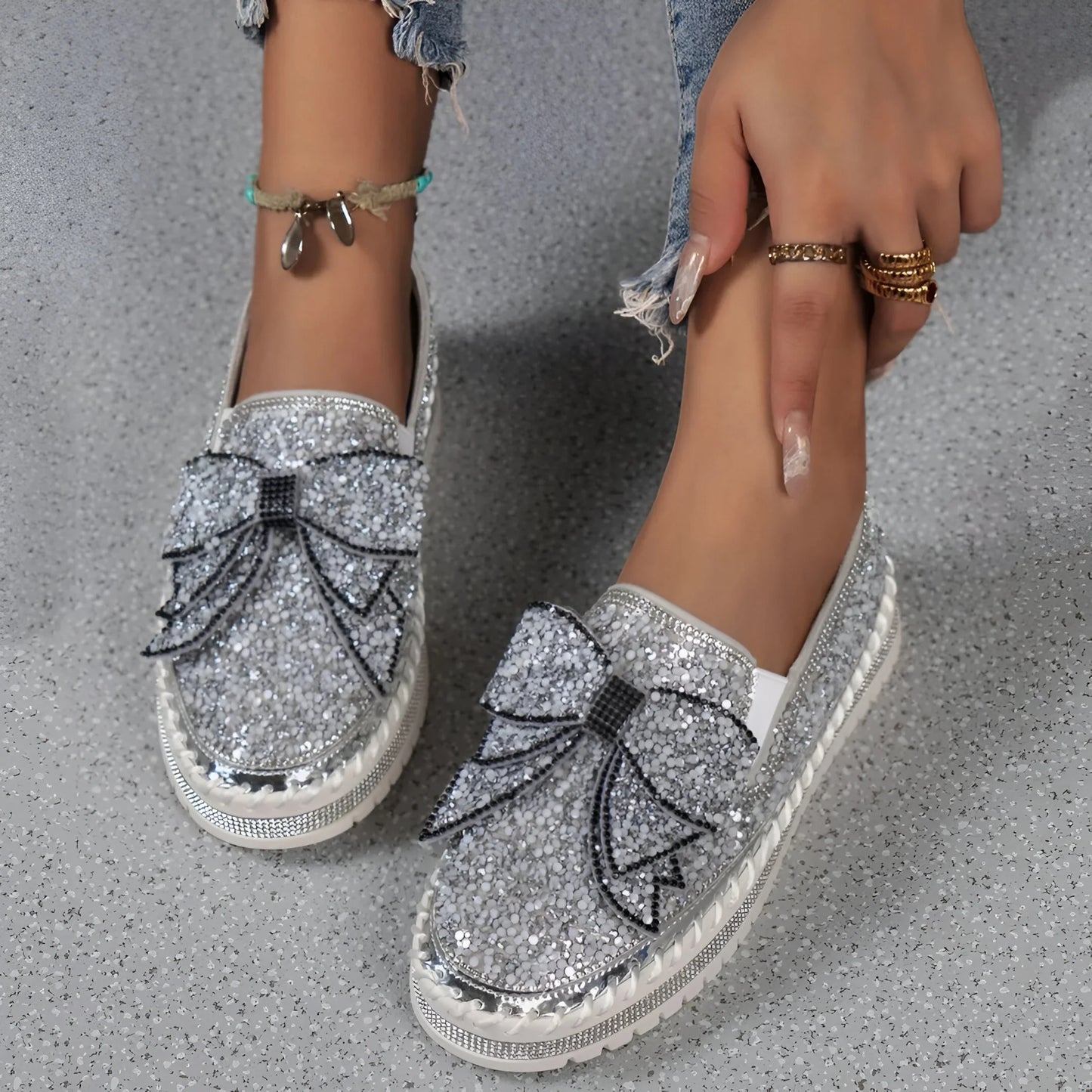 Plantaris Isabeau – Mocassins Confort Femme Nœud Strass | Voûte Plantaire, Élégants