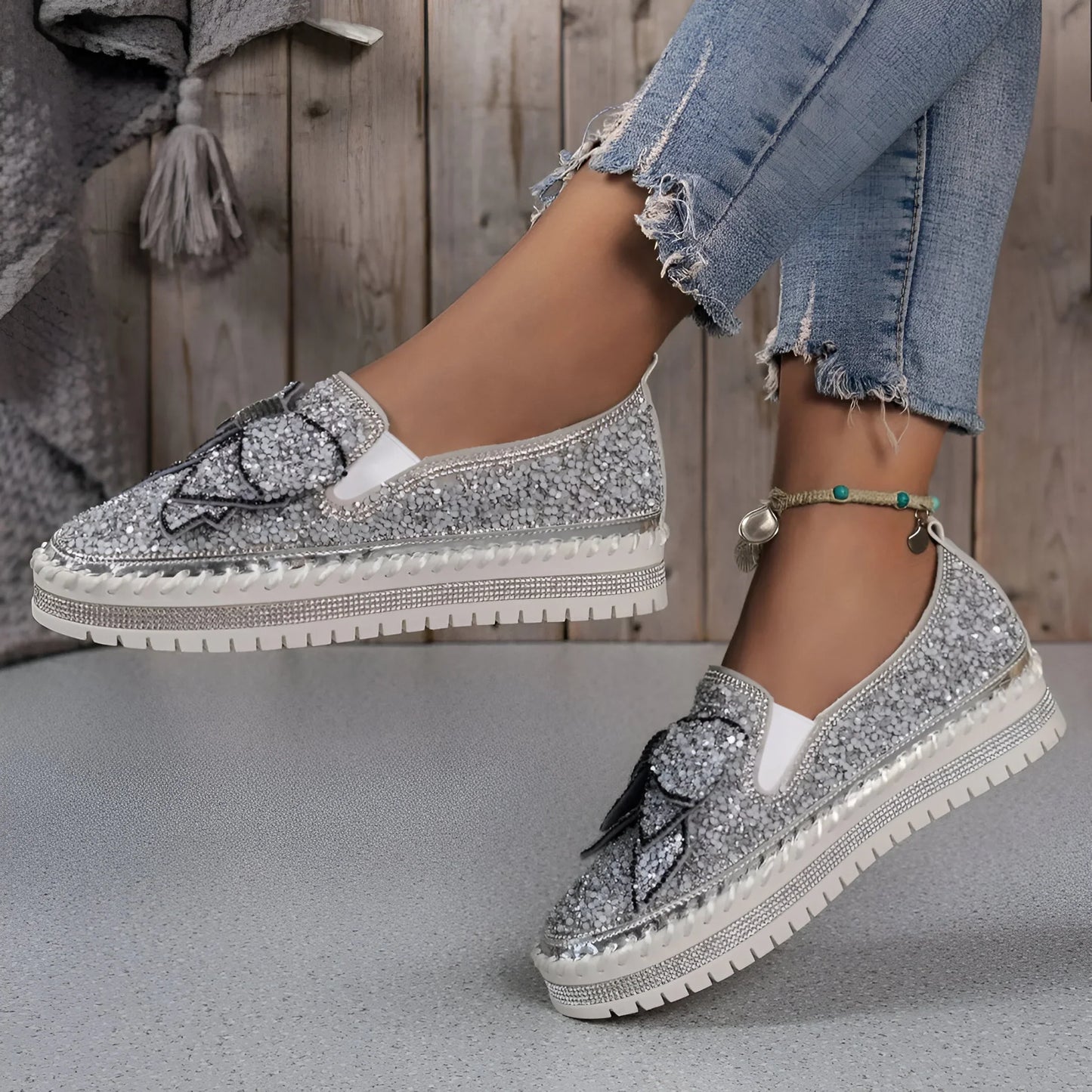 Plantaris Isabeau – Mocassins Confort Femme Nœud Strass | Voûte Plantaire, Élégants