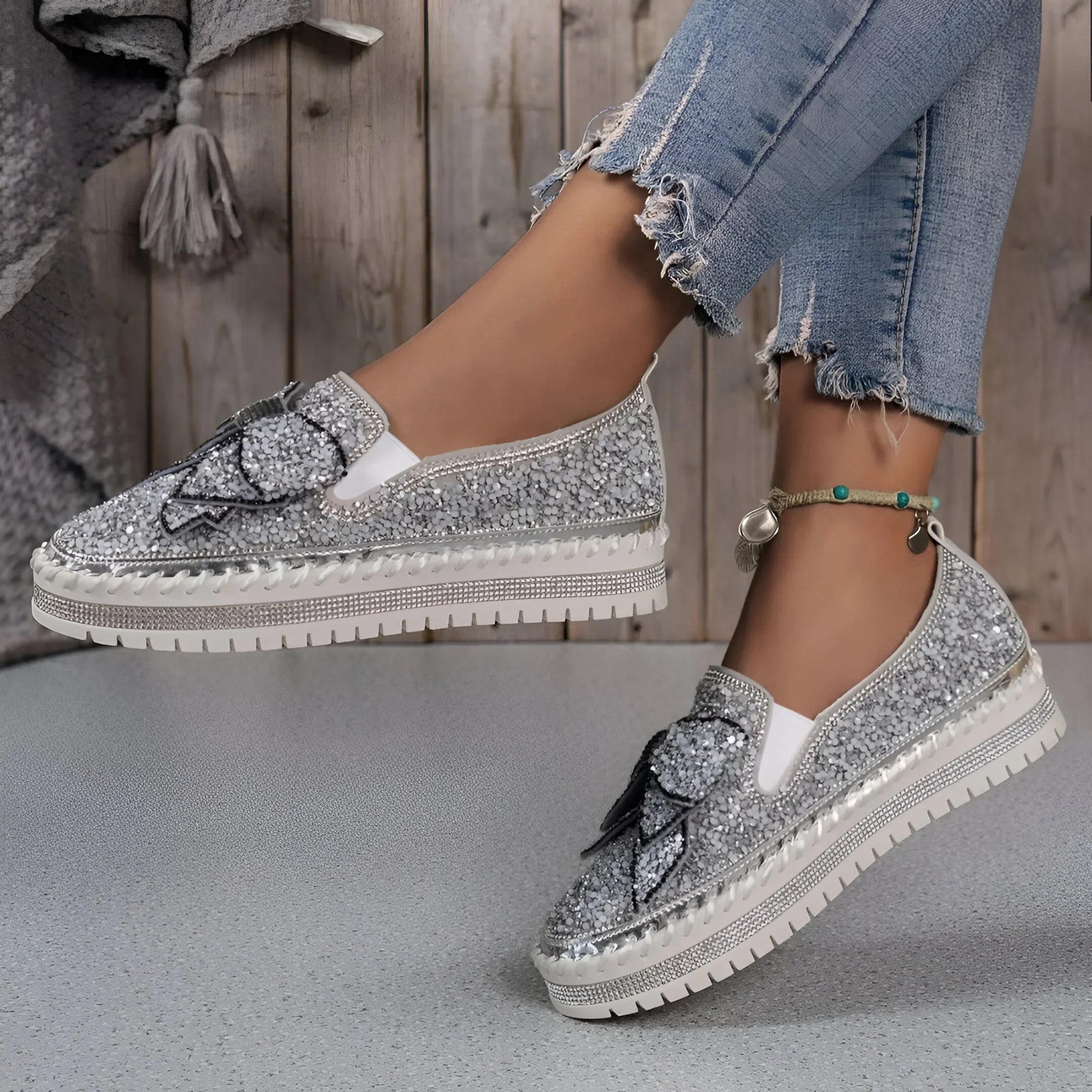 Plantaris Isabeau – Mocassins Confort Femme Nœud Strass | Voûte Plantaire, Élégants