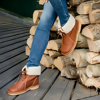 Plantaris Brune – Bottines Fourrées Laine Femme Imperméables | Chaud, Confort Hiver