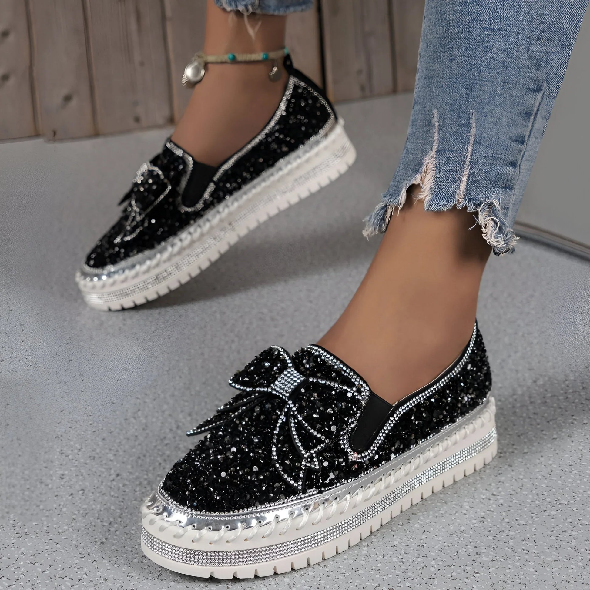 Plantaris Isabeau – Mocassins Confort Femme Nœud Strass | Voûte Plantaire, Élégants