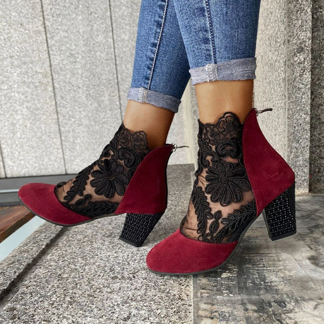 Plantaris Violette – Bottines à Talon Bottier Femme Dentelle | Confort, Élégantes