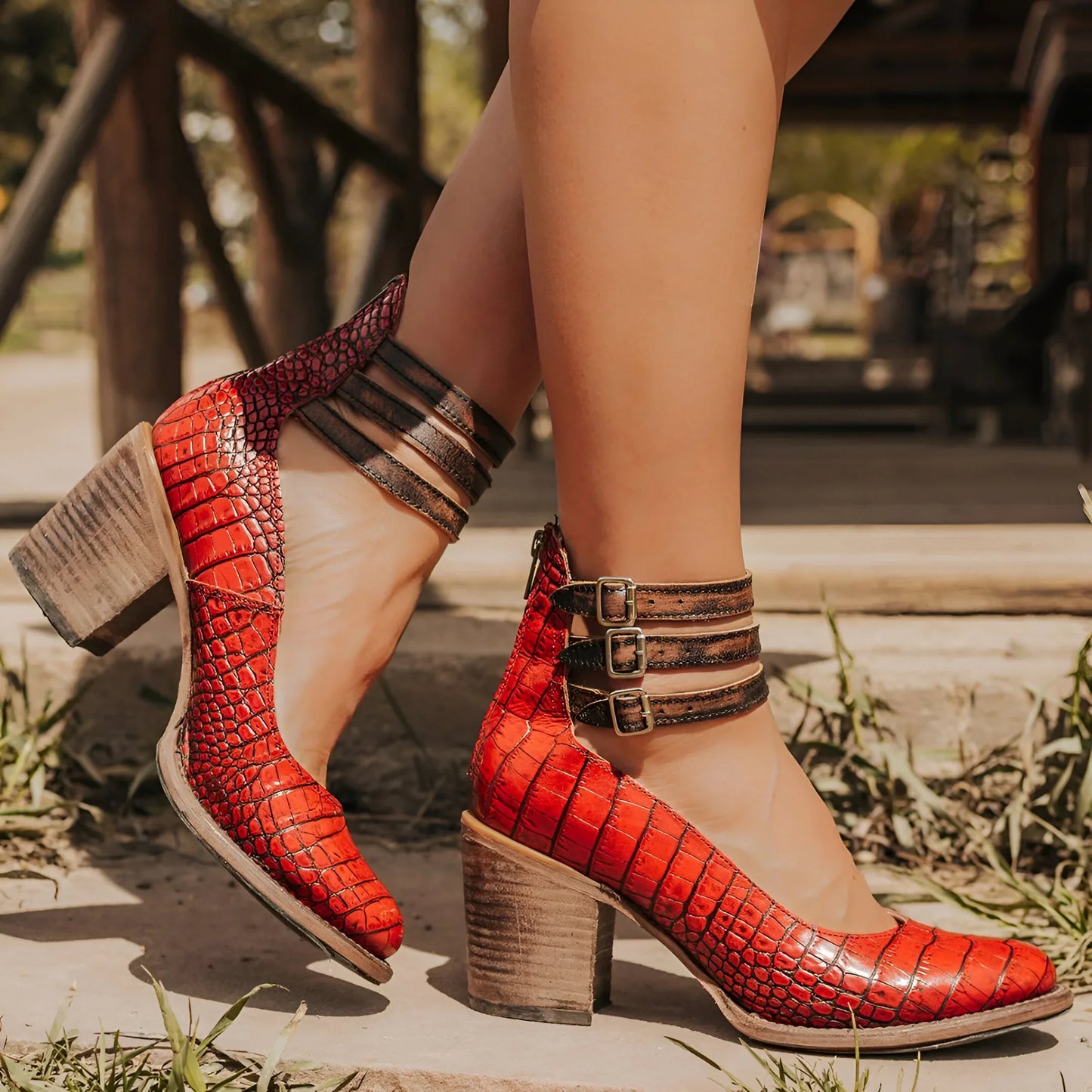Plantaris Lise – Sandales à Talon Confort Femme Effet Cuir | Maintien, Élégantes