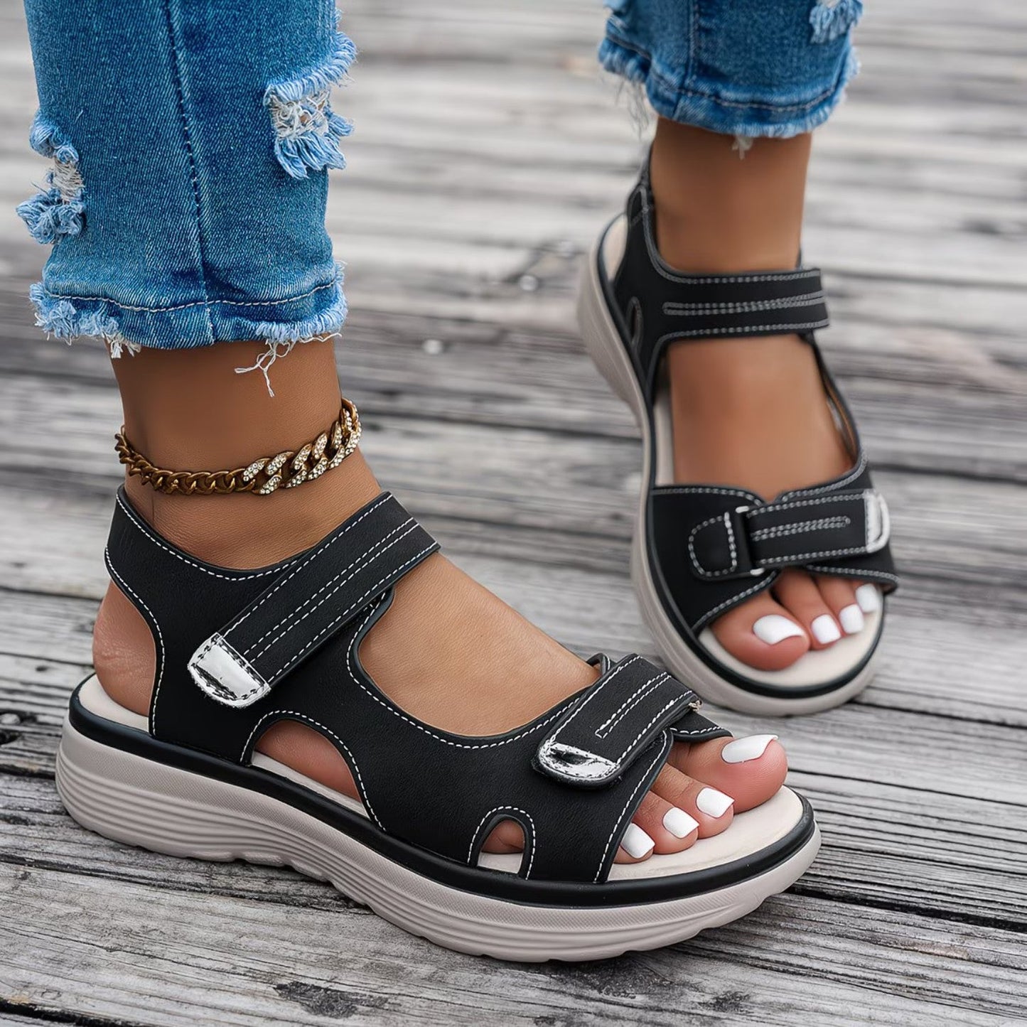 Soline — Sandale Orthopédique Cuir Vegan, Soutien Voûte Plantaire
