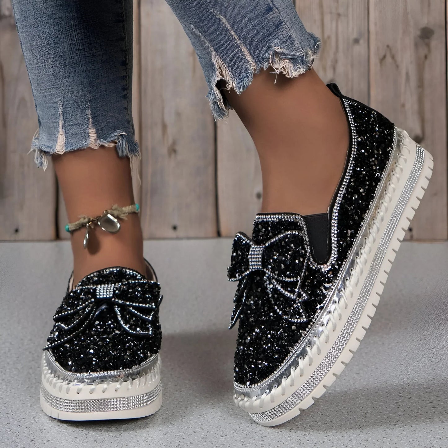 Plantaris Isabeau – Mocassins Confort Femme Nœud Strass | Voûte Plantaire, Élégants