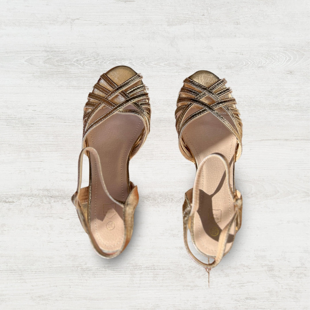 Plantaris Athéna – Sandales à Talon Femme Dorées | Maintien, Soirée Élégante
