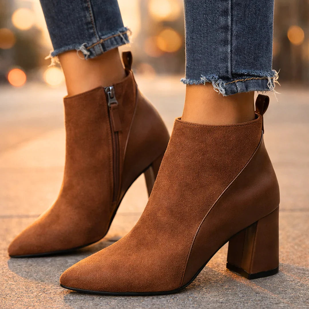 Plantaris Odette – Bottines Femme Effet Daim | Confort Voûte Plantaire, Élégantes