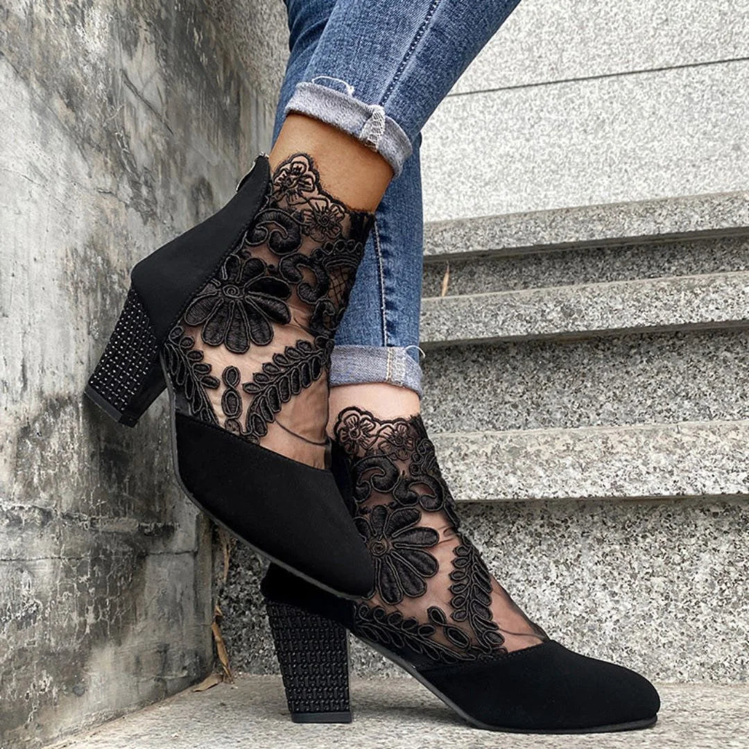 Plantaris Violette – Bottines à Talon Bottier Femme Dentelle | Confort, Élégantes