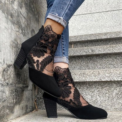 Plantaris Violette – Bottines à Talon Bottier Femme Dentelle | Confort, Élégantes