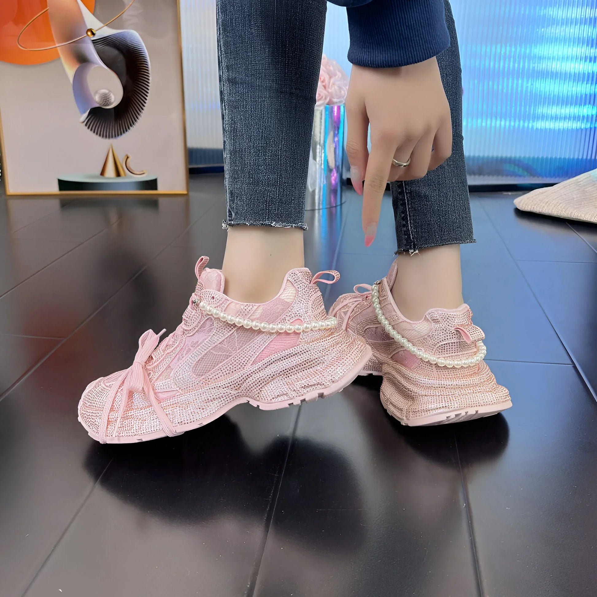 Plantaris Alice – Baskets Confort Femme Maille Strass | Respirantes, Légères