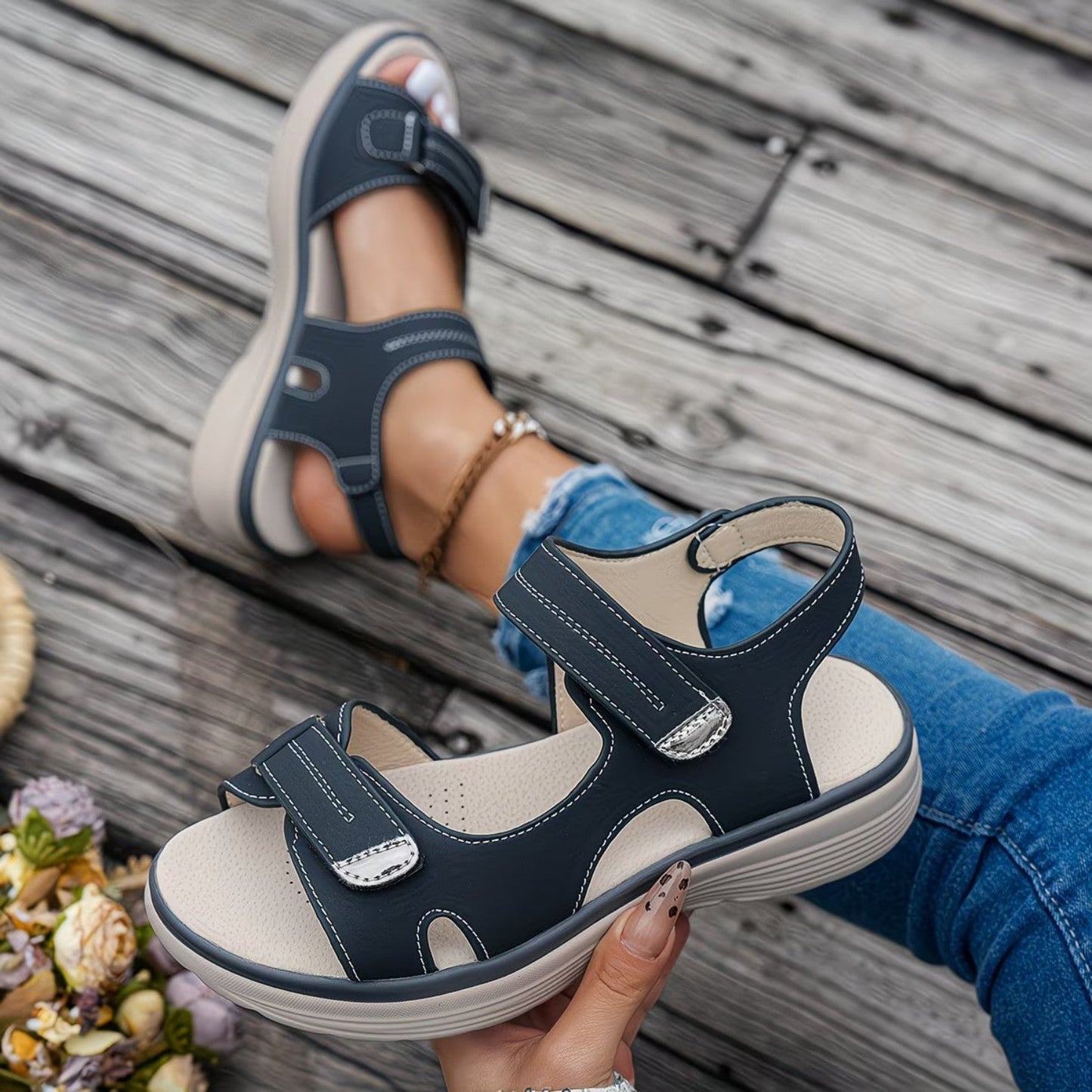 Soline — Sandale Orthopédique Cuir Vegan, Soutien Voûte Plantaire