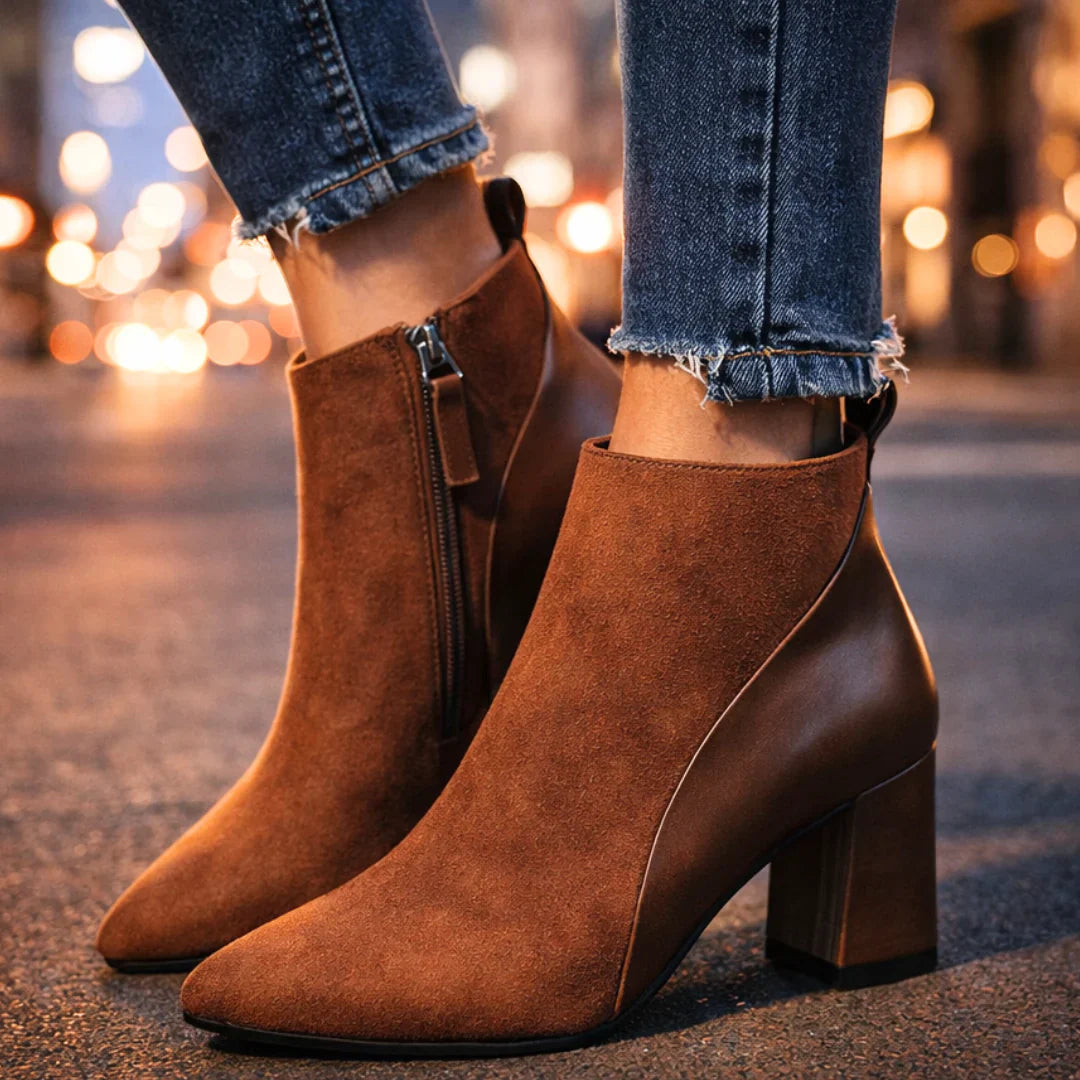 Plantaris Odette – Bottines Femme Effet Daim | Confort Voûte Plantaire, Élégantes