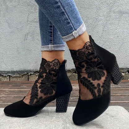 Plantaris Violette – Bottines à Talon Bottier Femme Dentelle | Confort, Élégantes