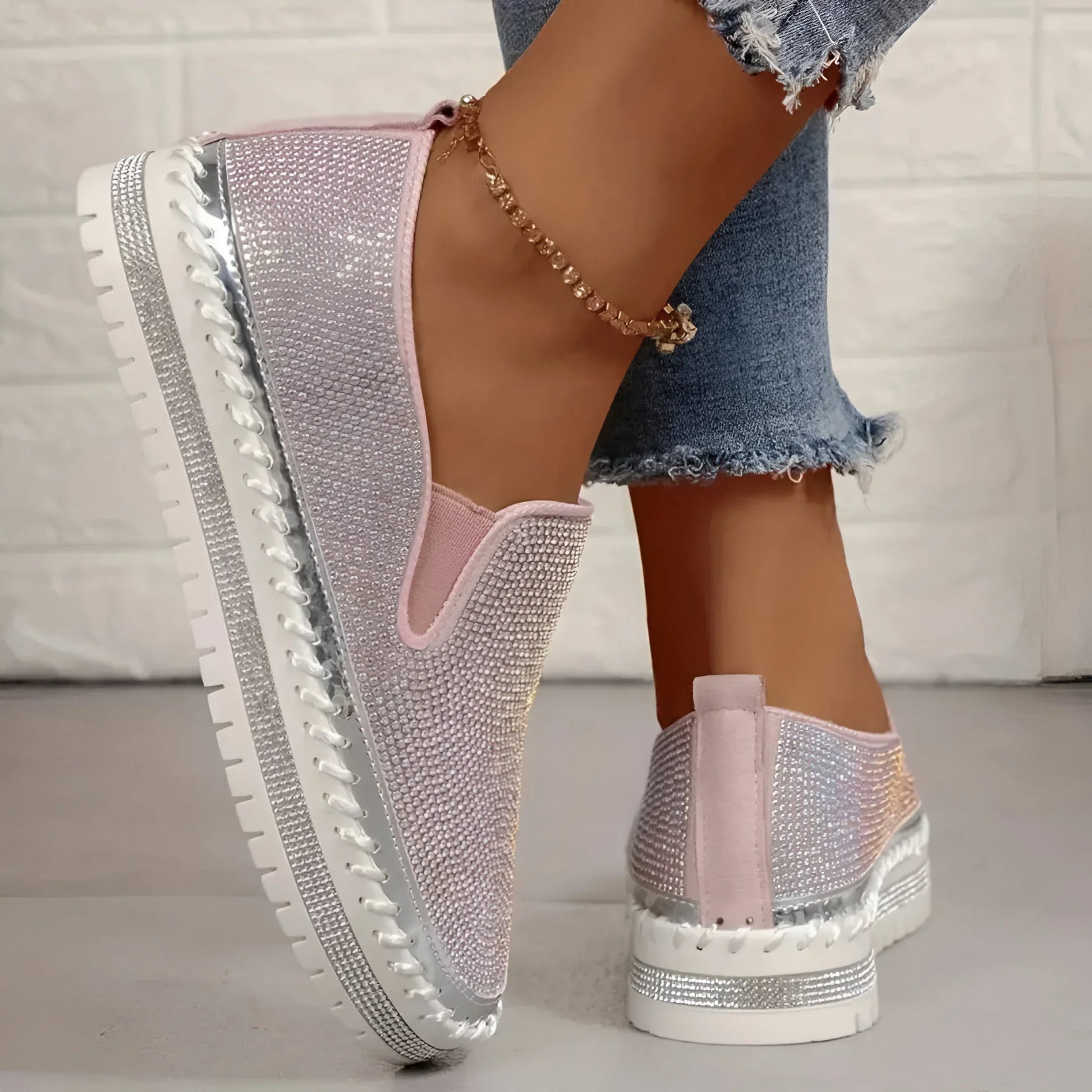 Plantaris Marcelline – Baskets Confort Femme Plateforme Strass | Voûte Plantaire, Légères