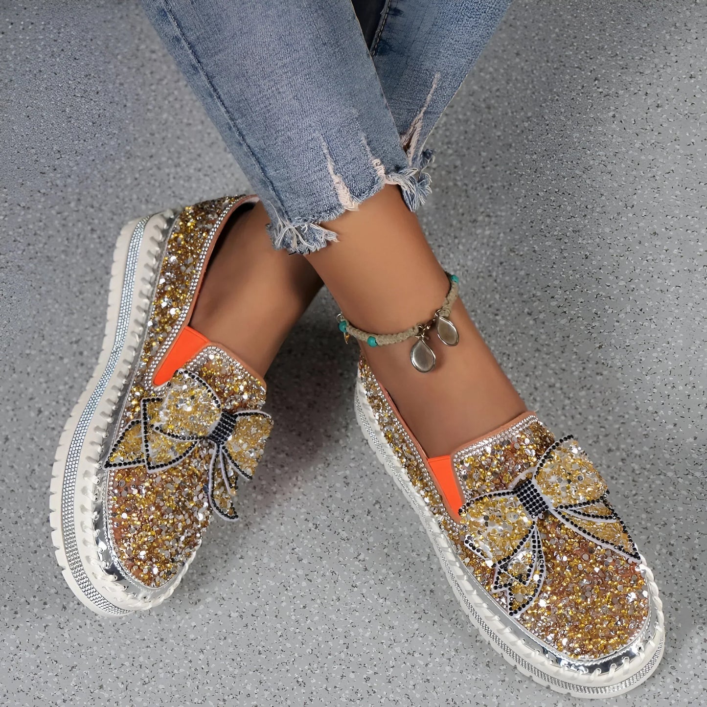 Plantaris Isabeau – Mocassins Confort Femme Nœud Strass | Voûte Plantaire, Élégants