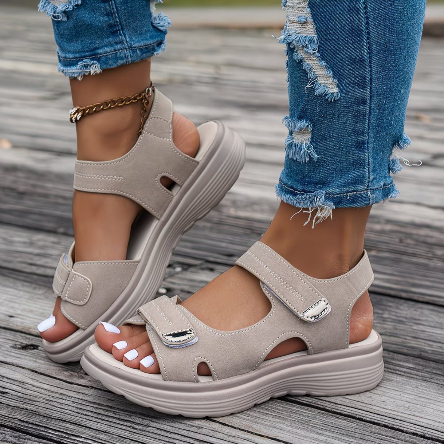 Soline — Sandale Orthopédique Cuir Vegan, Soutien Voûte Plantaire