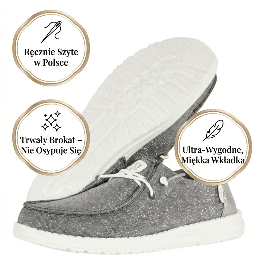 Brokatowe Buty Wsuwane Komfortowe