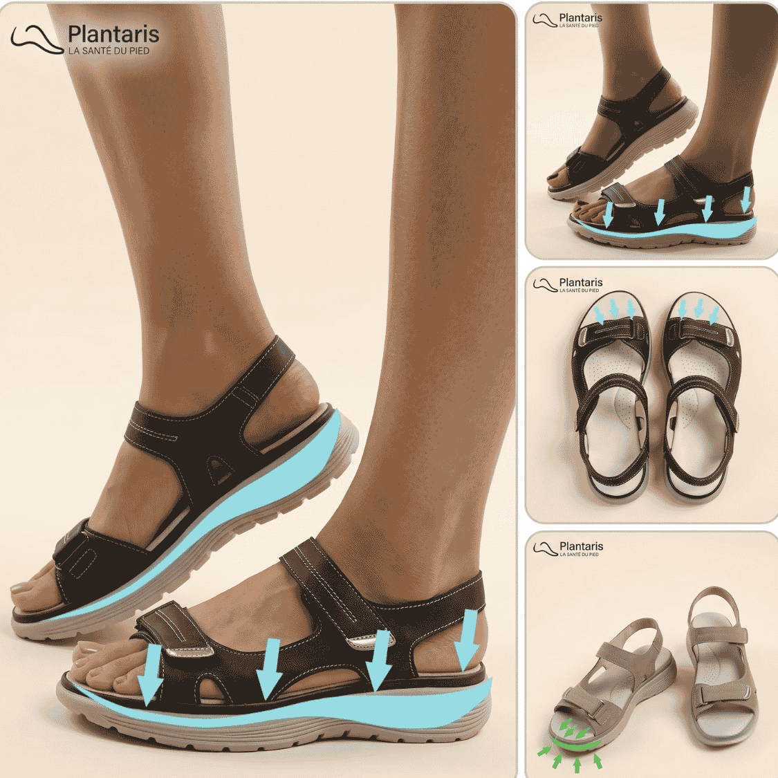 Soline — Sandale Orthopédique Cuir Vegan, Soutien Voûte Plantaire